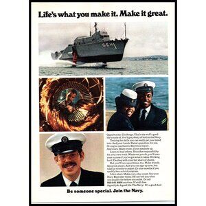 1974 US Navy Recruiting Recruiter Vintage Print Ad Hydrofoil Engineer Wall Art